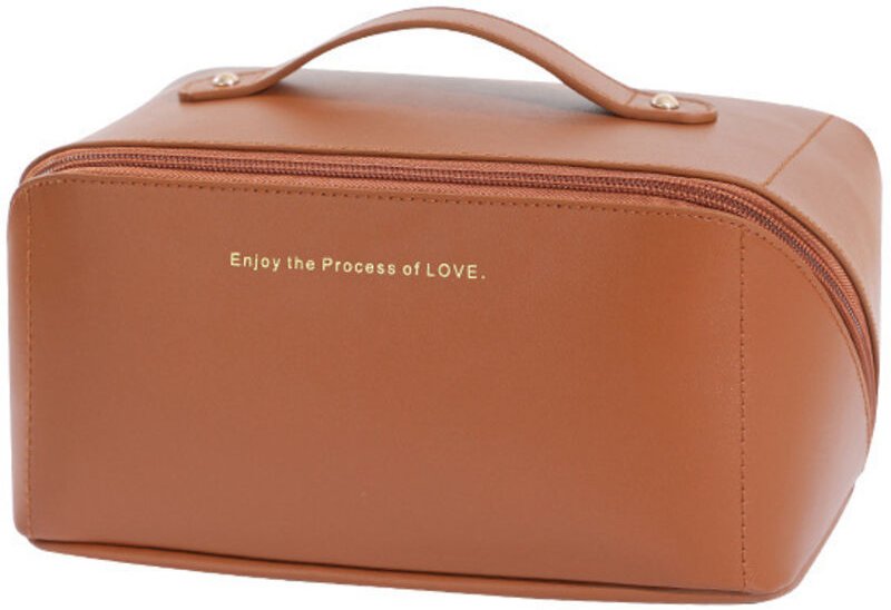 Große Kosmetiktasche für Damen, tragbare, wasserdichte Kosmetiktasche aus Leder, Organizer für Toilettenartikel, multifu...