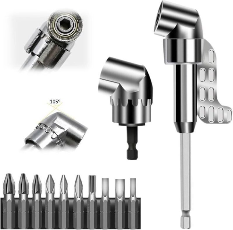 105° abgewinkelter Schraubendreheradapter, 2025° Winkelwerkzeug-Schraubendreherbit mit Multifunktions-Schraubendreherbit...