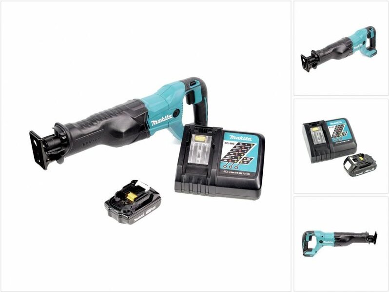 Makita DJR 186 18 V Li-ion Akku Recipro Säbelsäge mit 1,5 Ah Akku und DC 18 RC Ladegerät