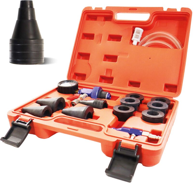 Bituxx Kühlsystem Entlüftungsgerät Abdrückgerät Kühlwasser Vakuum Befüllgerät Entlüften Befüllen KFZ Auto 14tlg