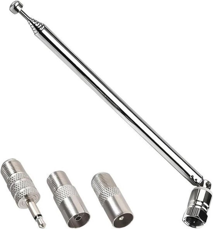 Teleskop-Ersatzantenne für FM-Radios zur Verwendung in Innenräumen mit F-Stecker und Adapter für FM-Bluetooth-Autoradio-...