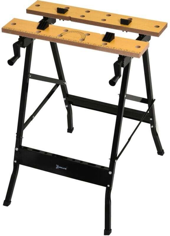 Klappbare Werkbank, Spannwerkbank mit 4 Spannbacken, Arbeitstisch, Tragkraft 100 kg, 62,5 x 60,5 x 78,5 cm, schwarz