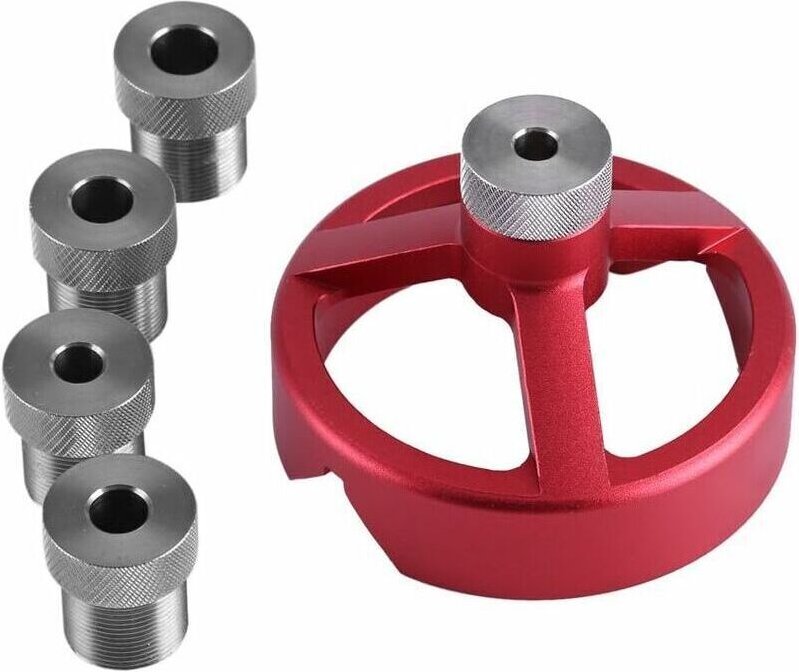 Bohrschablone 6/7/8/9/10 mm, Zentrierwerkzeug für Holzbearbeitung, Vertikalbohr-Befestigungsset (Rot)