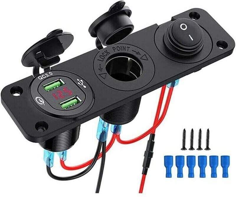 12 V versenkte USB-Buchse, 12 V Zigarettenanzünder-Buchse, Qc 3.0 12 V Dual-USB-Ladegerät, Zigarettenanzünder-Steckdosen...