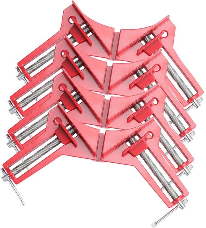 4-teilige Eckklemmen für die Holzbearbeitung, 90-Grad-Rechtswinkelklemme, verstellbarer Holzschraubstock für Bilderrahme...