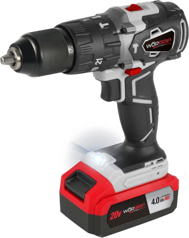 Worgrip bürstenloser Bohrhammer, 20 V, 1 Batterie 4,0 Ah