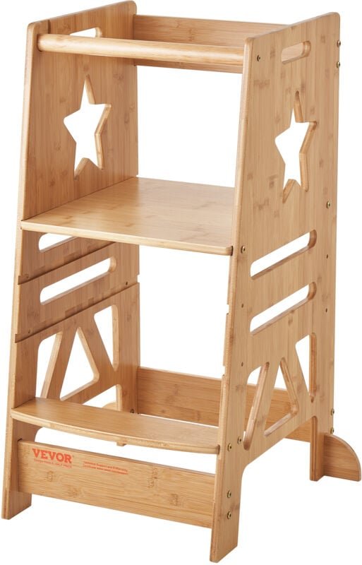 VEVOR Tritthocker Kinder 158,9 kg Gewichtskapazität Trittschemel 844 x 553 x 482 mm Hocker Kiefernholz Bambusbrett höhen...