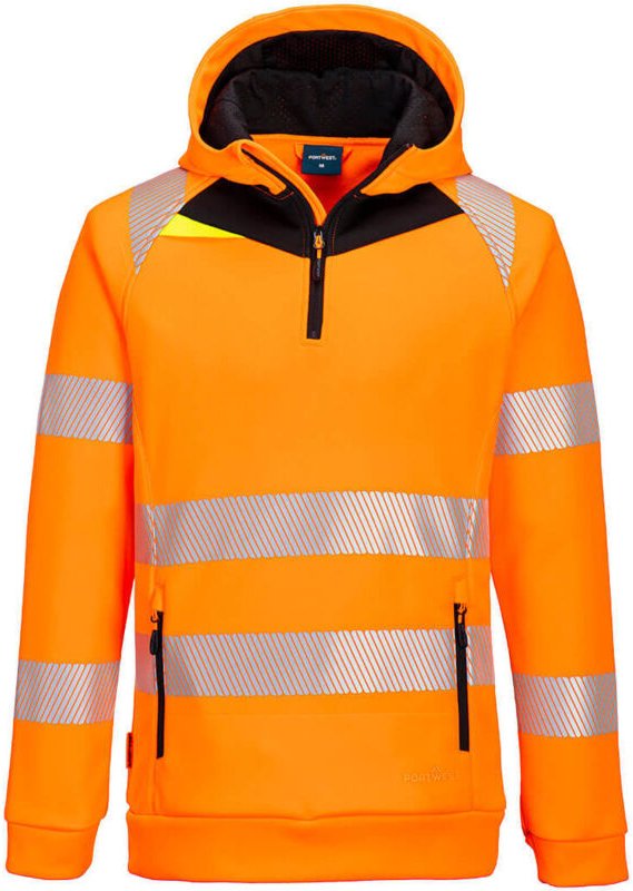 Sweat DX4 Hi-Vis 1/4 Reißverschluss Hoodie Orange/Schwarz XL