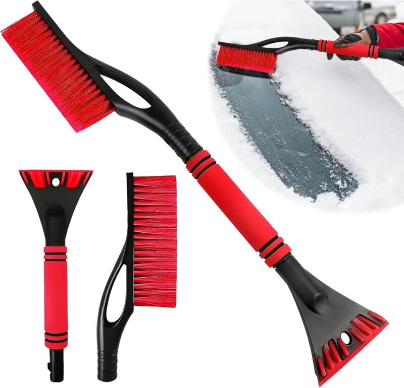 Eiskratzer Auto, 3 in 1 Eiskratzer Auto mit Besen, Schneebesen Auto Eiskratzer mit Besen, Eiskratzer Auto mit schonenden...