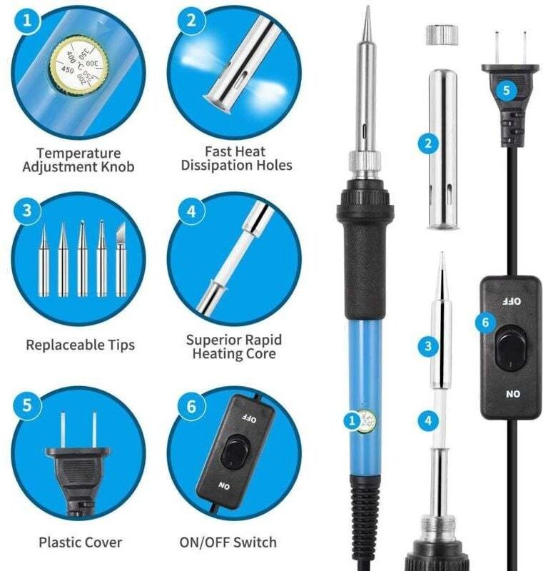 DOLASO Gravier- und Präzisionswerkzeug, 54-teiliges Pyrographie-Set für Holzbrandmalerei, 60 W, einstellbare Temperatur ...