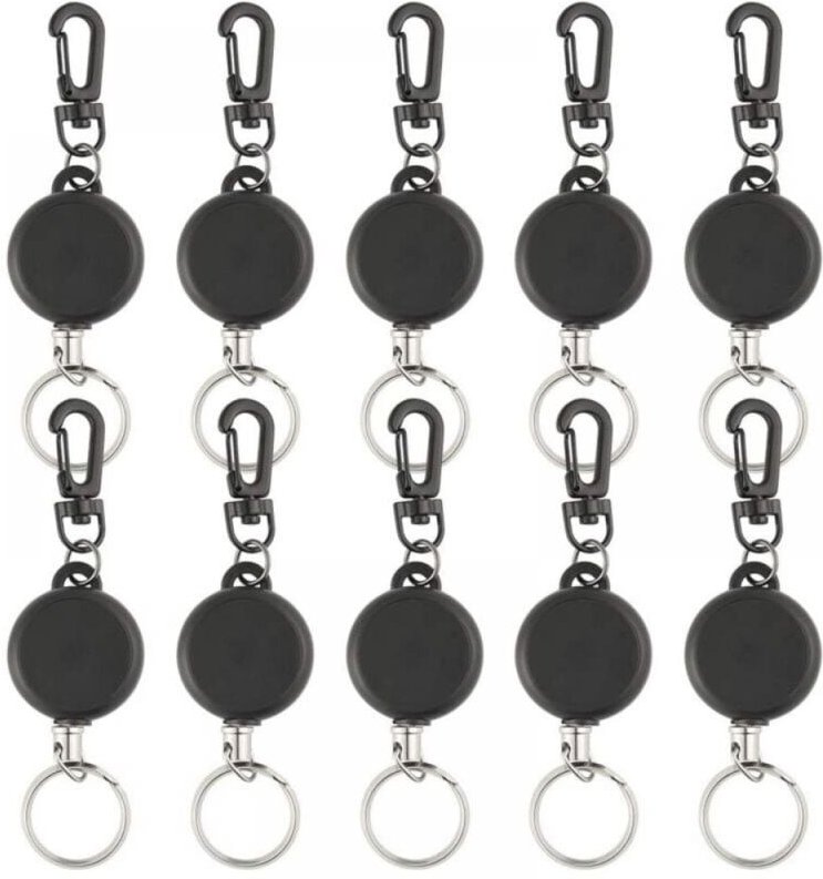 10er-Pack Ausweishalter-Karabiner mit einziehbarem Gürtelclip, Uhrwerk, Bewegungsmechanismus