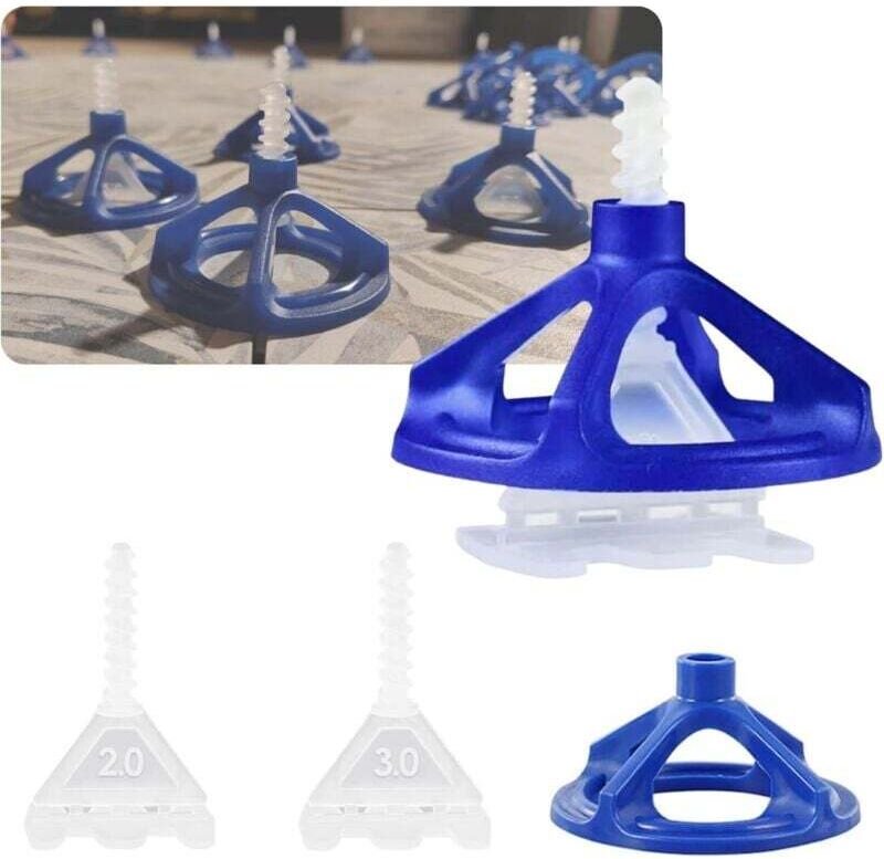 Thumbnail - Selbstnivellierende Fliesenkreuze, 2 mm x 100 + wiederverwendbare Messschieber x 100 Ideal für Heimwerker und Fliesenleg...