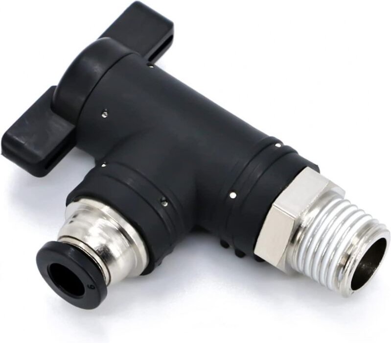 BEBUSINGOTO 6mm Luftschlauchanschluss 1/4 Zoll Gewinde Pneumatischer Anschluss Schwarz Rechtwinkliges Luftstromregelvent...