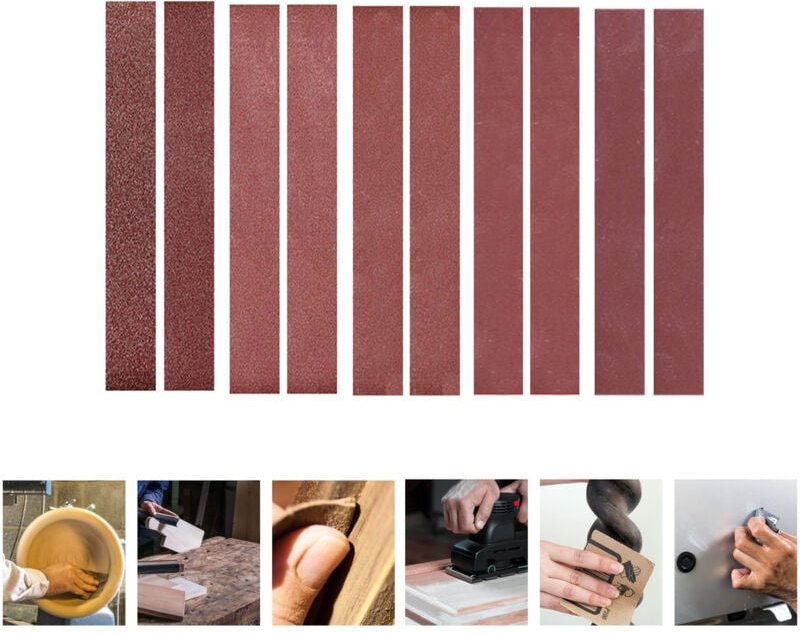 30 x 340 mm (1,18 x 13,38 Zoll) Schleifbänder, 10er-Packung (Körnungen 60/60/80/120/240/320/400/600/800/1000, je ein Ban...