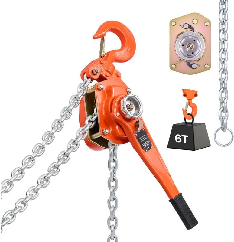 Mophorn Hebelzug mit 6-Tonnen-Kapazität, Handkettenzug mit 30 m Hub, robuste G80-Stahlkette und mechanischer Doppelsperr...