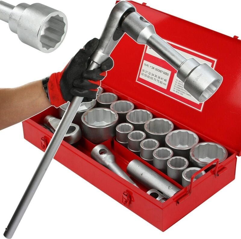 21-TLG 1" Zoll 30-80mm Stecknüsse LKW Ratschenkasten Steckschlüsselsatz