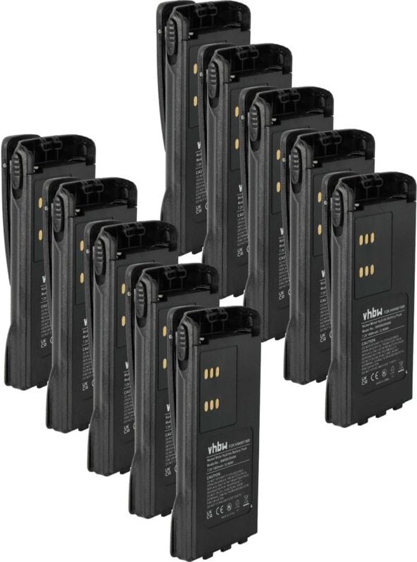 vhbw 10x Akku kompatibel mit Motorola HT1250-LS+, HT1250-LS, HT1250.LS+ Funkgerät, Walkie Talkie (1800 mAh, 7,2 V, NiMH)...