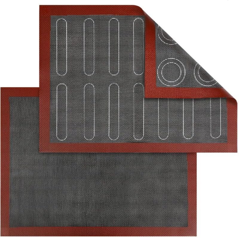 Set mit 4 doppelseitigen, antihaftbeschichteten, hitzebeständigen, wiederverwendbaren mikroperforierten Silikon-Ofenmatt...