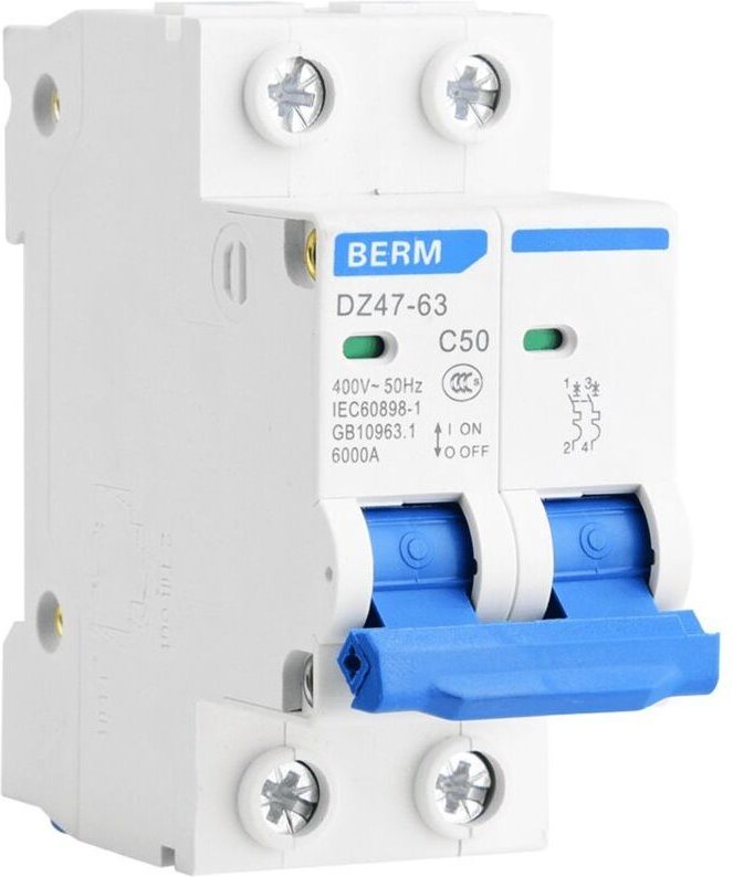 Vtizikl 400V AC Disjoncteur Miniature DZ47-63 Commutateur Pneumatique Protection Contre les Fuites AC 2P 50A