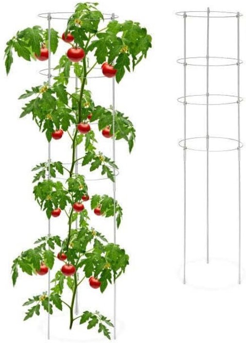 Grey plant supports with rings 120 cm