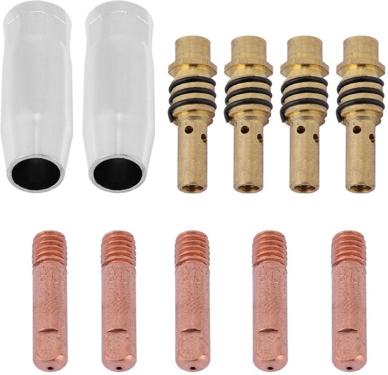 11 Düsenhalter und Kontaktspitzen für MIG-Schweißgeräte, Verschleißteile, kompatibel mit dem 15AK-Brenner