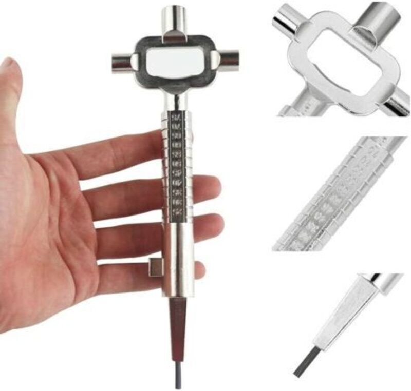 Zinklegierung Architekten-Schlüssel Multifunktions-Vierkantschlüssel Universeller Bauschlüssel mit Inbusschlüssel