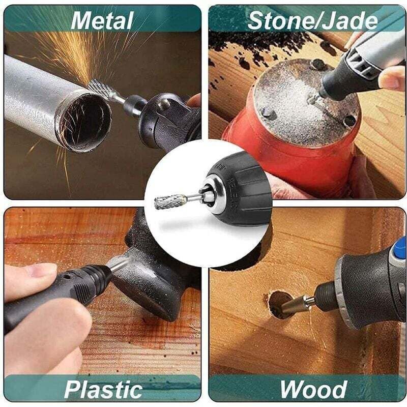 Doppelschneidiger Rotationsfräser-Satz aus Wolframkarbidstahl für Rotationswerkzeuge, 10-teilig, 1/8"-Schaft für Heimwer...