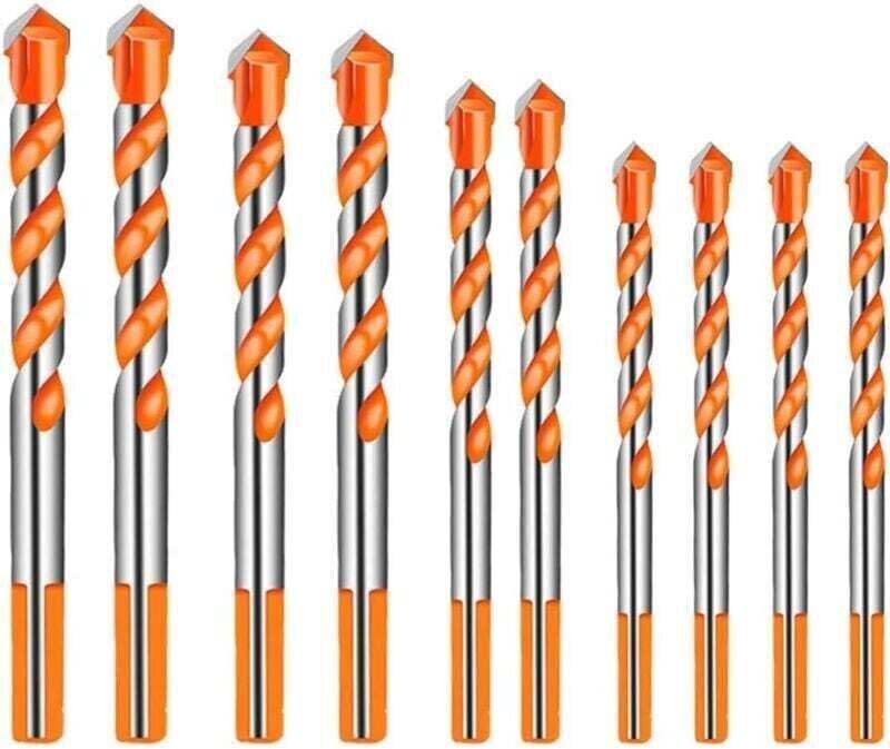 10-teiliges Multimaterial-Bohrerset für Fliesen, Glas, Porzellan und Metall, XU, für Fliesen, Beton, Ziegel, Glas, Kunst...