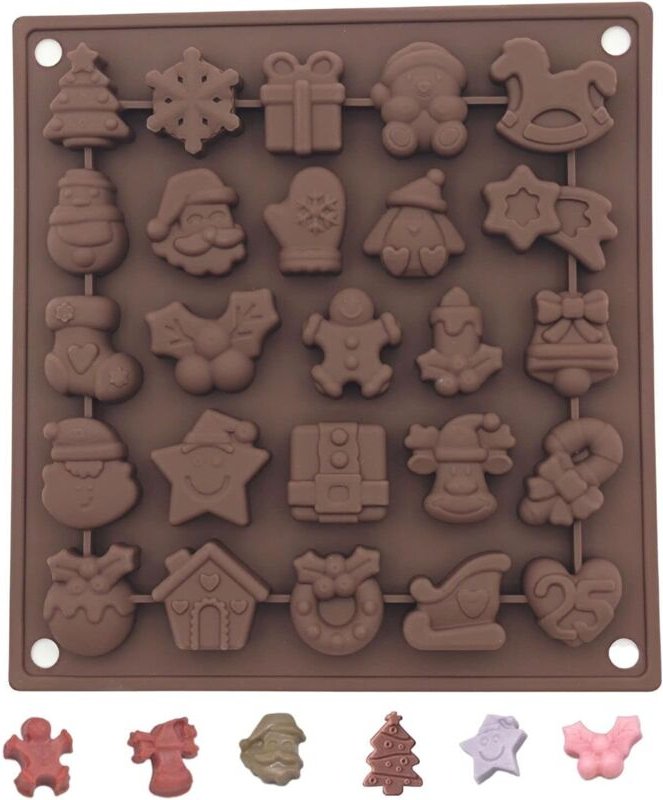 Weihnachts-Schokoladenform (25 Mulden), Antihaft-Silikonform, vielseitiges Backutensil für Kuchen, Schokolade & Basteln