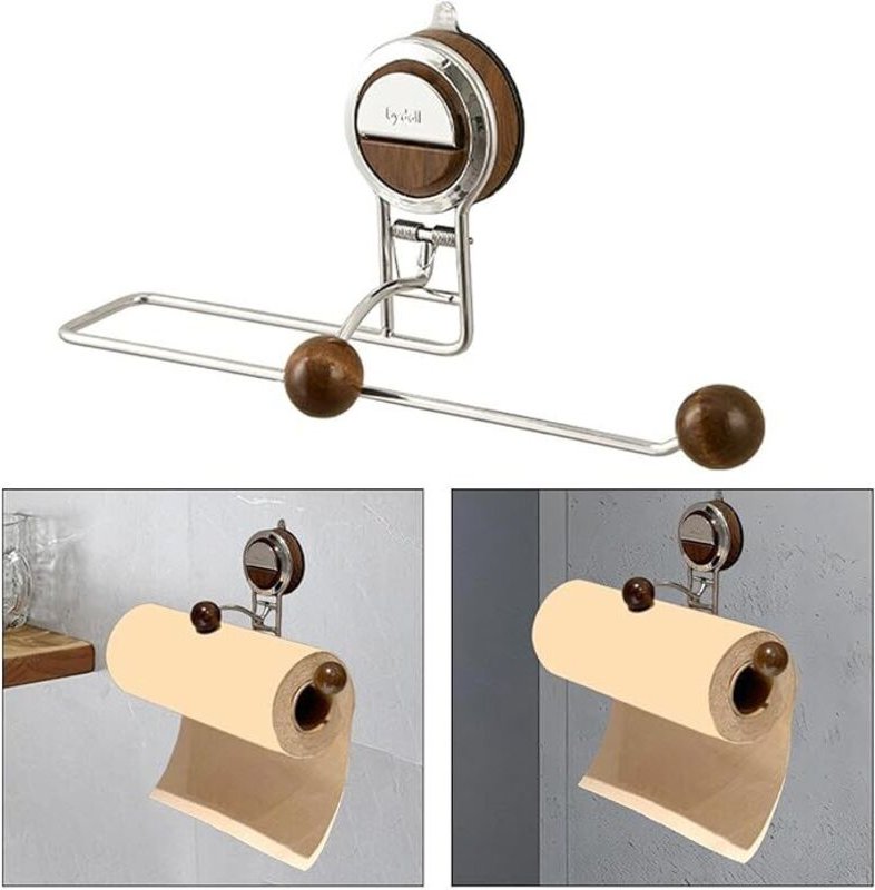 Toilettenpapierhalter mit Saugnapf, wandmontierter Küchenpapierhalter, abnehmbarer Toilettenpapierrollenhalter