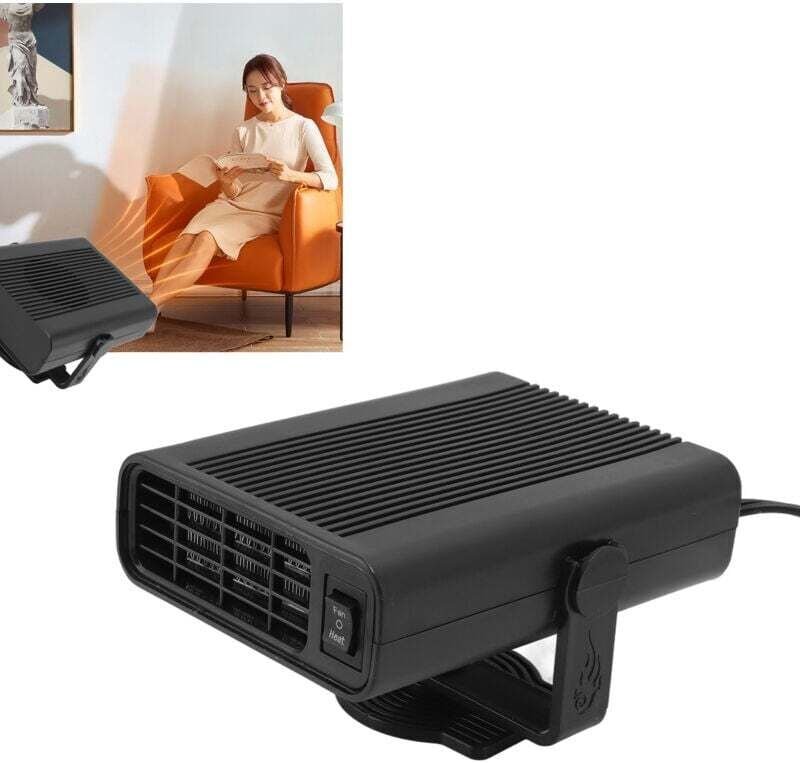 12V Autoheizung, tragbarer Auto-Windschutzscheibenentfeuchter und -entfroster mit Zigarettenanzünderstecker, Schwarz