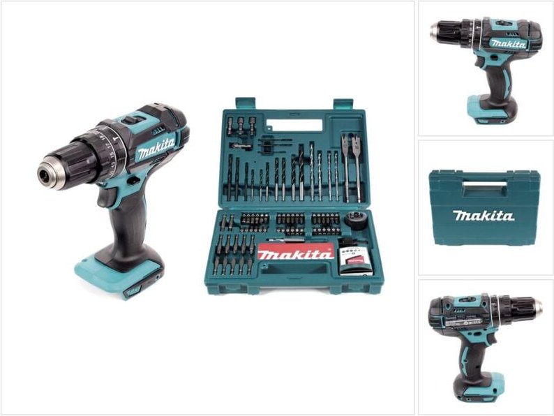 Dhp 482 z Akku Schlagbohrschrauber 18V 62Nm Solo + Bit & Bohrer-Set 100-teilig - Makita