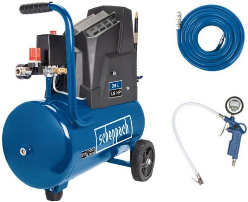 SCHEPPACH Pack Kompressor - 24L - 1100W - HC30ox - Schlauch - 15m - Reifenfüllgriff mit Digitalanzeige