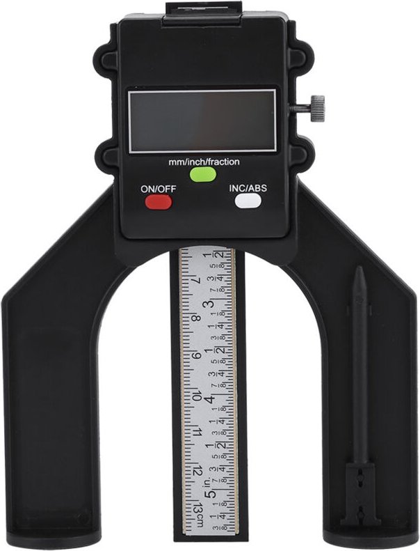 Digitale Tiefenlehre 0-80 mm mit integriertem Magnetfuß in ABS- und Aluminiumgehäuse.