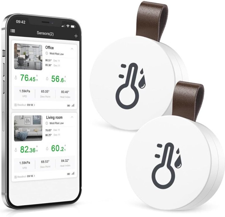 Mini Thermometer Hygrometer, Bluetooth Thermometer Hygrometer mit APP & Datenspeicherung, Digital Temperatur Feuchtigkei...