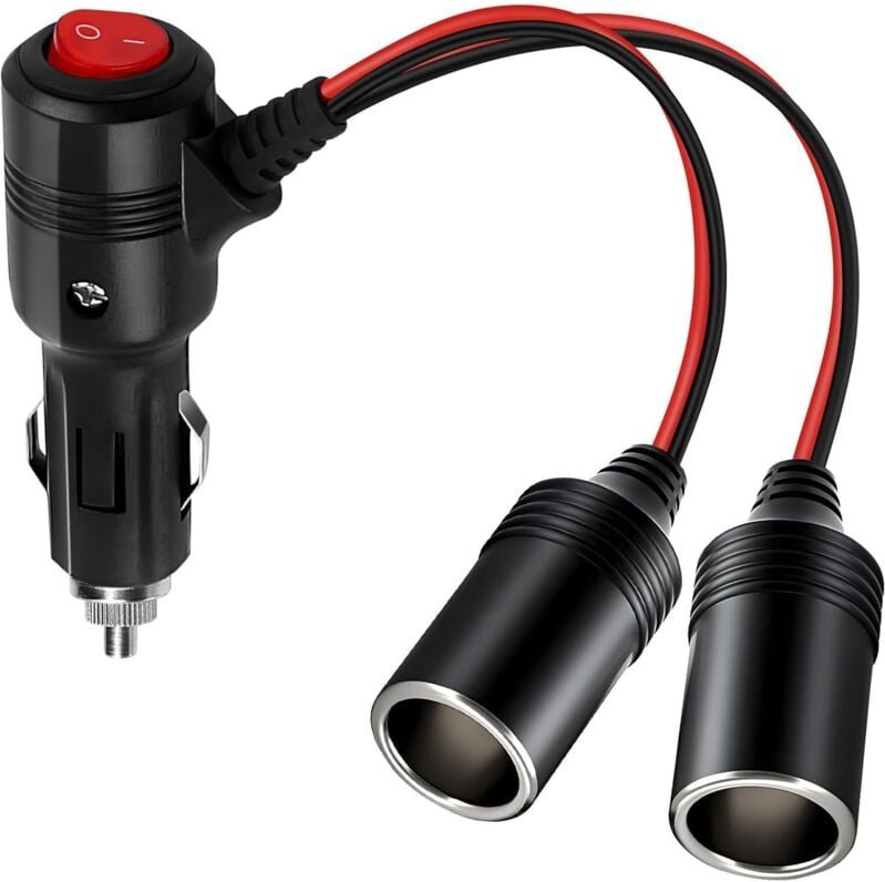 12-V-Zigarettenanzünderbuchse, 1-auf-2-Zigarettenanzünder-Verlängerungskabel mit Schalter, Doppel-Zigarettenanzünderbuch...