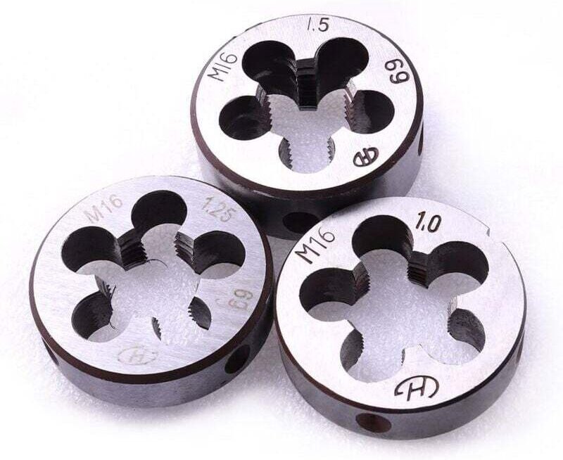 Metrische Schneideisen, 3 Stück HSS metrische Gewindeschneideisen M16 x 1 mm M16 x 1,25 mm M16 x 1,5 mm