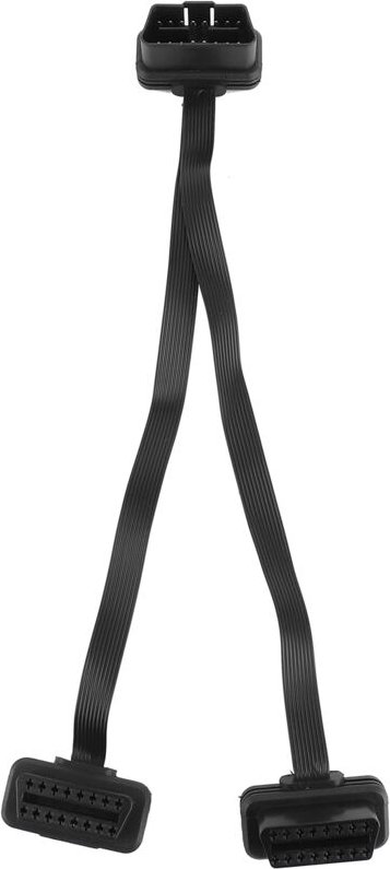 OBD2-Diagnoseanschlusskabel, OBD 16-poliger fester Stecker auf zwei weibliche Y-Splitter-Adapter gerader Diagnoseverläng...