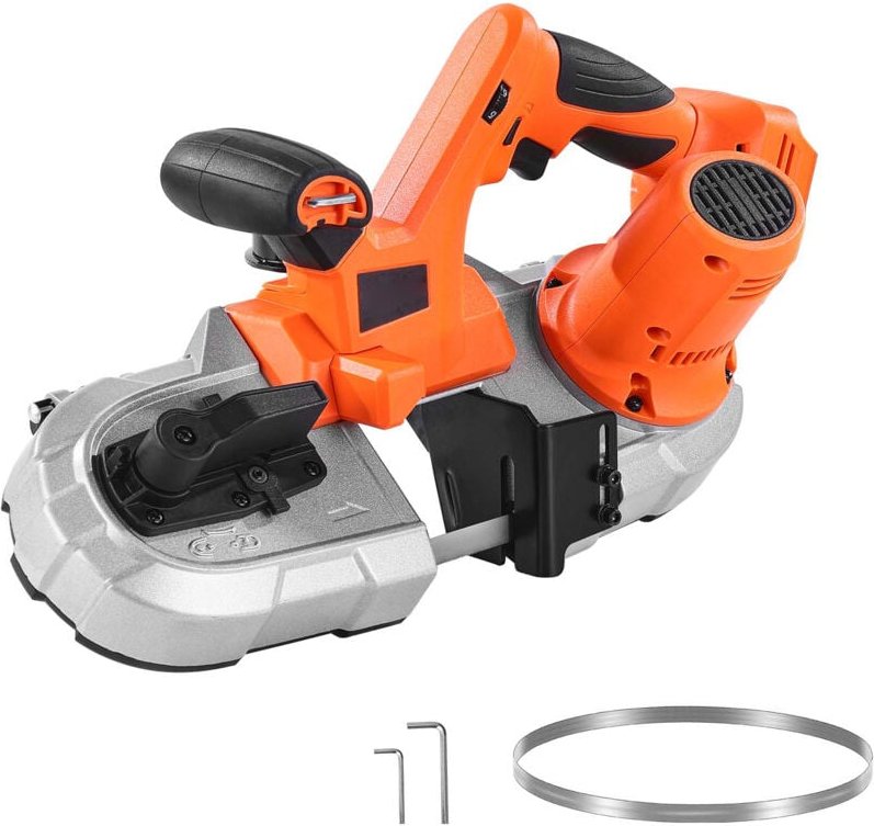 Mophorn 20 V Akku-Bandsäge, 65 mm Schnitttiefe, bürstenloser Motor, tragbar und kompakt, Haken, variabler Geschwindigkei...