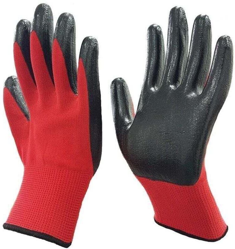 Lot de 12 Gants de protection du travail, 23cm gants épais en nylon, résistants à l'usure et antidérapants