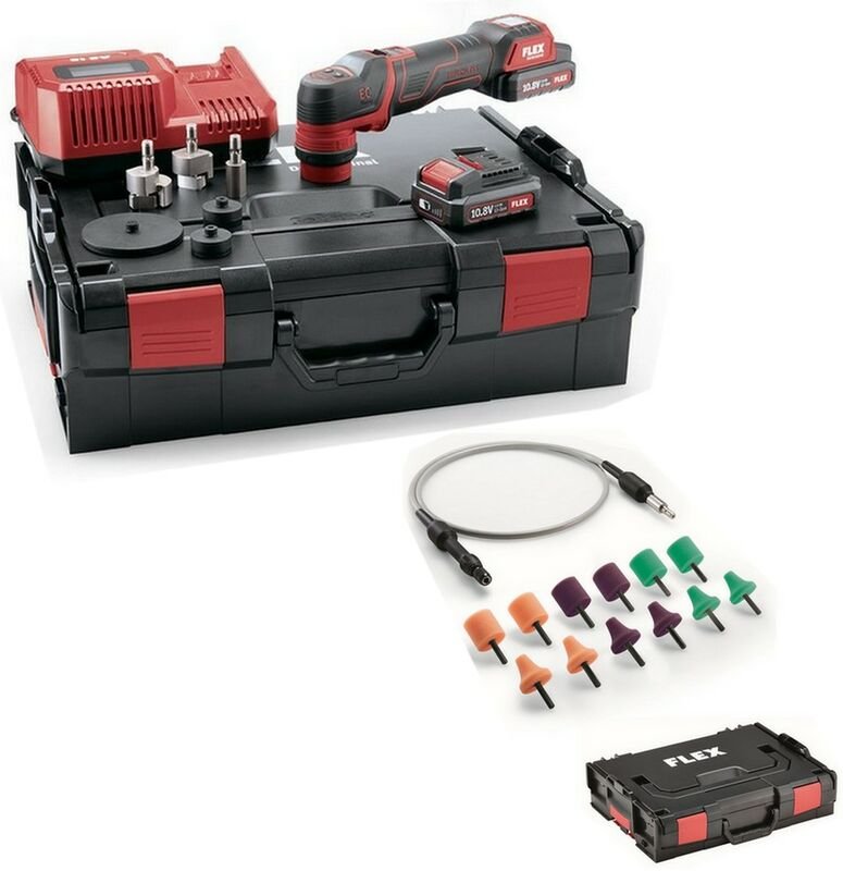 Flex Akku Polierer PXE 80 10.8-EC/2.5 Set rotativ + Flexible Welle FS 140 Set