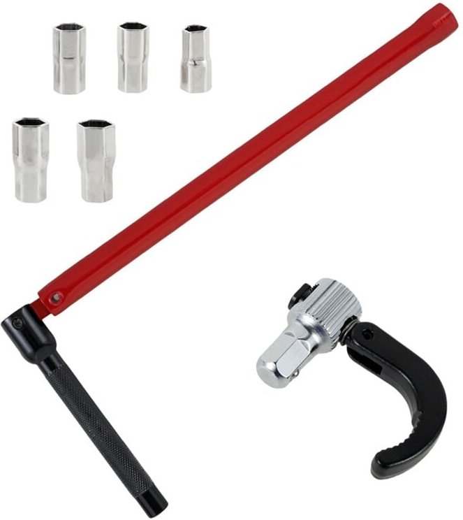 WasserhahnschlüSsel, Kohlenstoffstahl, Klempner-SteckschlüSsel mit 5 StecknüSsen und 1 Bohrfutter, -RüCkmutternschlüSsel...