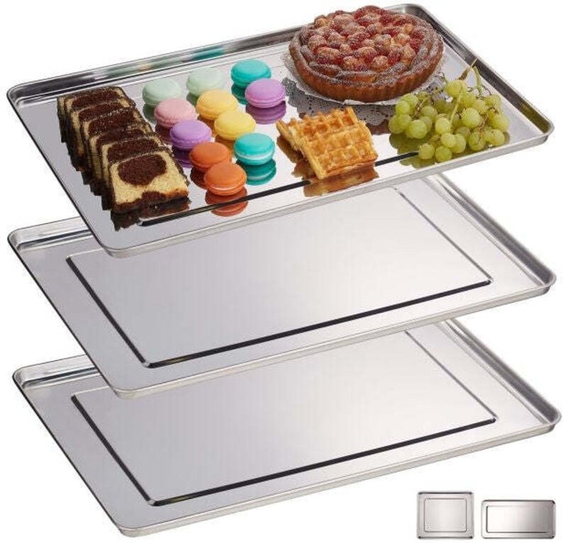3x steel serving trays