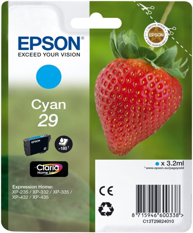 Epson Strawberry 29 C Druckerpatrone 1 Stück(e) Original Standardertrag Cyan