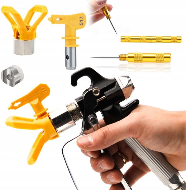 Rosfix Set – Farbspritzgerät mit Düse 517 + Gold Reinigungsstift 248 bar Druck, 4-Finger-Trigger, 1/4" Anschluss Profi- ...