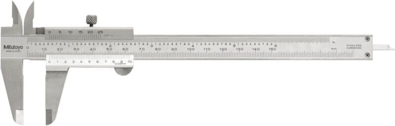 Mitutoyo - Analog-Messschieber m. Feststellschraube Tiefenmaß flach Messb. 0-150mm
