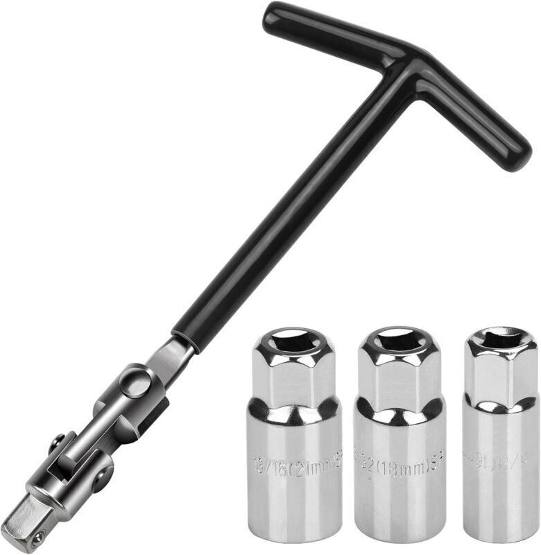 Satz mit 5 Zündkerzenschlüsseln 16/18/21 mm – Universal für Auto und Motorrad – Zündkerzenauszieher