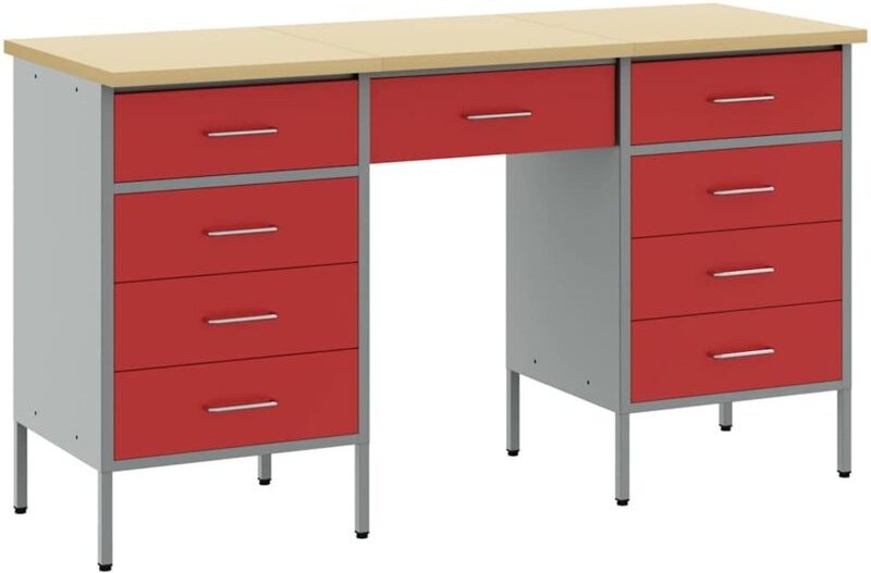 Vidaxl - Werkbank 3 pcs Rot 150 x 55 x 85 cm Engineered Holz und Stahl