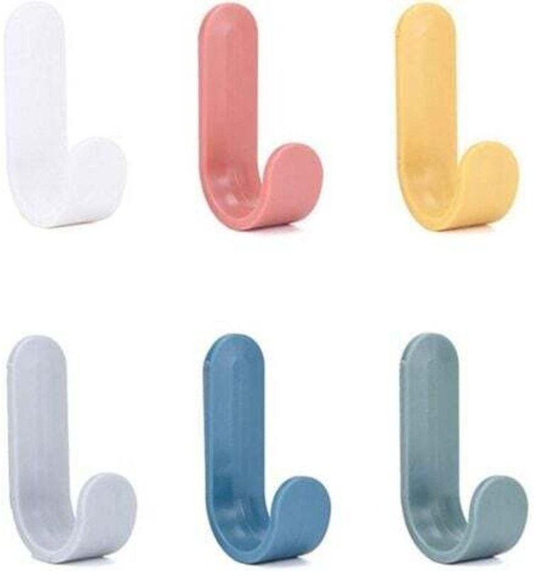 Set mit 6 selbstklebenden Wandhaken, Haken für Schals, Haken für Küchenutensilien, Kunststoffhaken für Schlüsselanhänger...