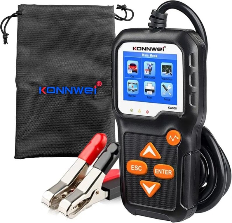 Konnwei KW650 LCD-Batterietester, digitales Messgerät, 6 V, 12 V, polnisches Menü